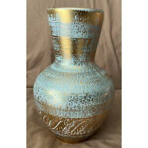 Vintage Stangl Vase Antique Gold/Turquoise #5023